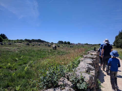 Walking along 6000 year old rock alignments called the Carnac Menhirs