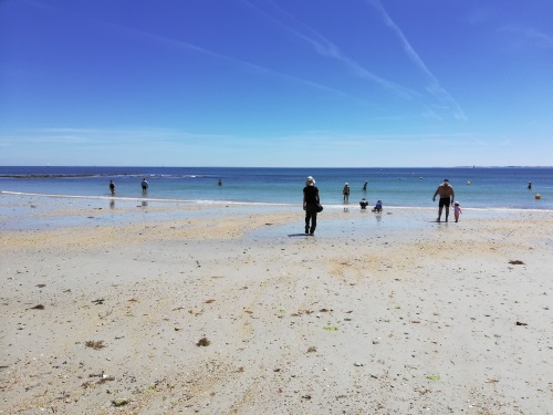 Touching the Atlantic Ocean for the first time, at Carnac Beach