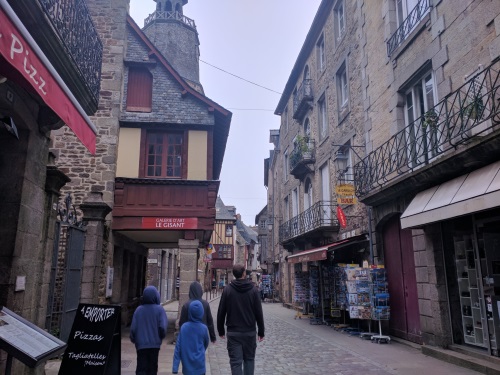 Walking Dinan's cobblestone street