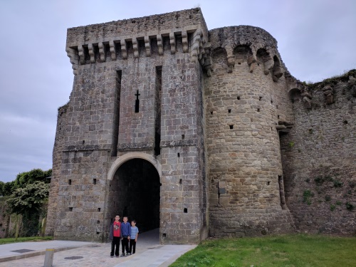 In front of one of Dinan's old city Gates