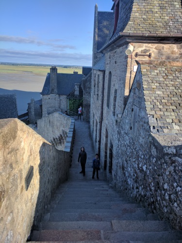 A view from the rampart at Mont St Michel, France