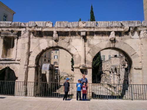 Porte Auguste, one of the gates to the ancient city of Nimes, France