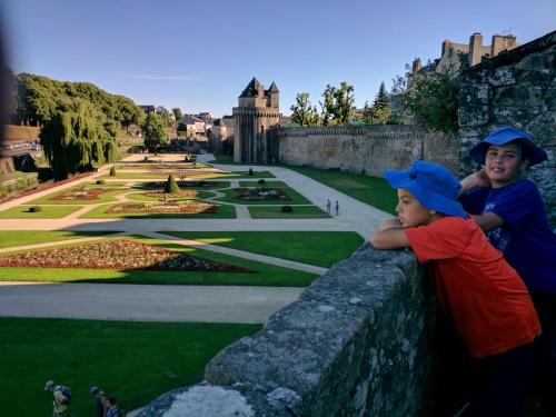 View of the Rampart gardens from the Ramparts, Vannes, France