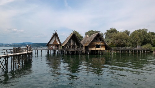 Pfahlbauten Stone Age Stilt Houses (reconstructed) on the shores of Lake Constance, Germany