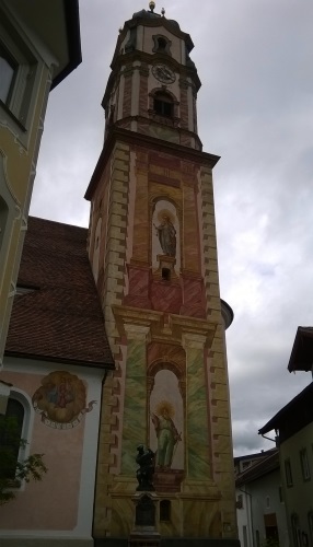 Painted Fresco on Church Tower, Mittenwald Germany