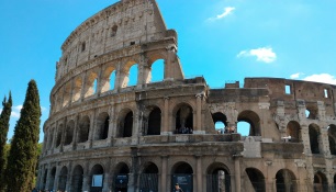 Approaching the 2000-year-old Colosseum, Rome