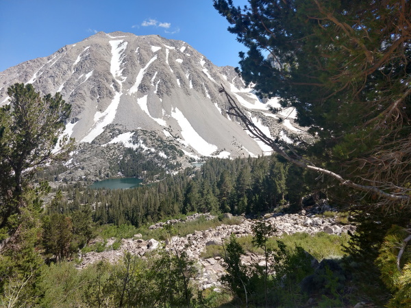 View from the top of 1st and 2nd Lakes on way back from Black Lake, Big Pine Lakes, CA