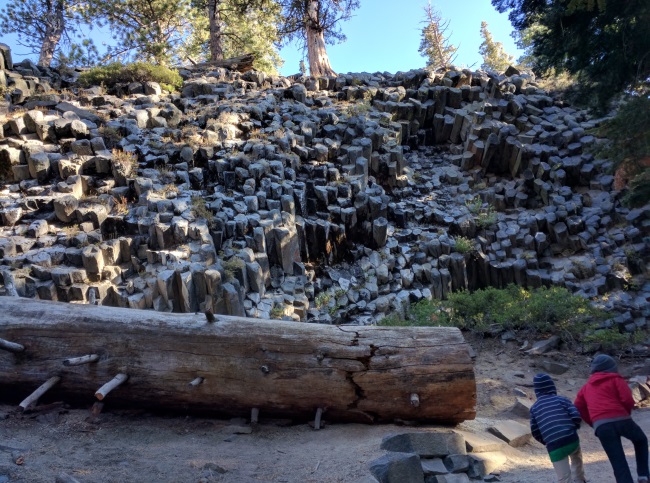 Postpiles formed almost horizontally, Devil's Postpile National Monument, California