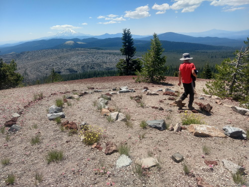 Walking the labyrinth on rampart volcano, Little Hoffman, Medicine Lake, CA