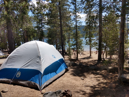 Peek-a-boo water views from our campsite at Hemlock Campground