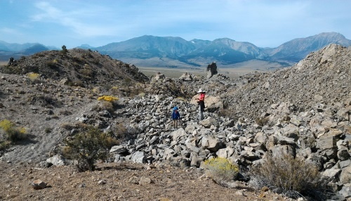 Walking into the crater of a Plug Volcano, Panum Crater, Mono Lake, California