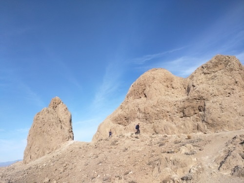 Walking amongst and around Trona tombs and spires