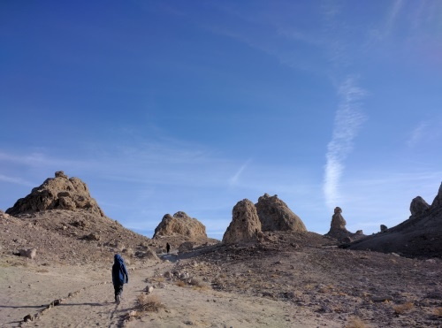 Walking amongst and around Trona tombs and spires