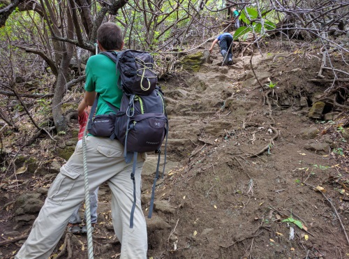 Making our way back up the ropes on Pololu Valley Trail, Big Island, HI