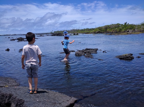 Rock hopping at Kapoho Tide Pools, Big Island, HI