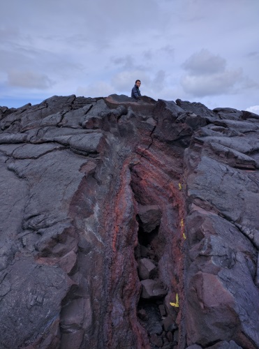 Sitting on top of a Lava Dome along the trail to Pu'u O'o Eruption, Big Island, HI