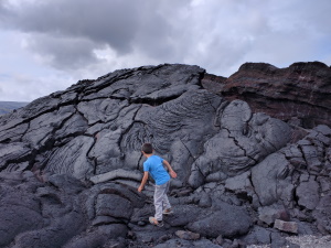 Walking on a young lava bed, Big Island, HI