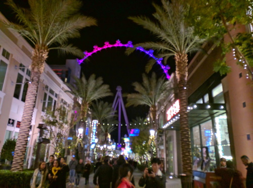 Beneath the giant ferris wheel, High Roller in the Linq Promenade, Las Vegas, NV