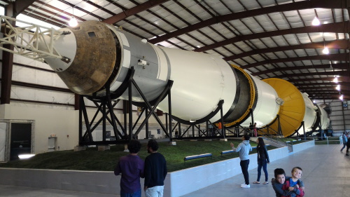 One of the Saturn V rockets -363 ft long- that launched Apollo onto the moon, Rocket Park, Houston, Texas