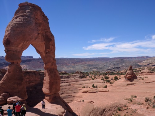 Approaching the sloping Delicate Arch, Arches National Park, Utah