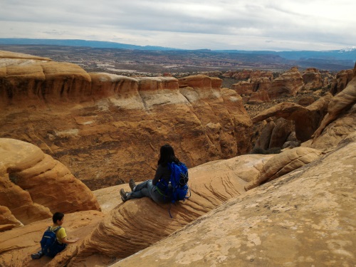 Views of Landscape Arch from above Partition Arch, Arches National Park, UT