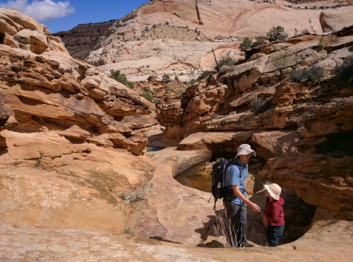 Inside a series of potholes called The Tanks, off Capitol Gorge Trail, Capitol Reef NP, UT